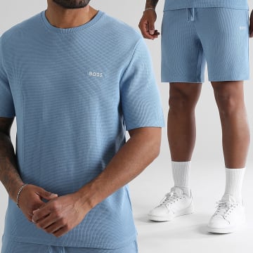 BOSS - Ensemble Tee Shirt Et Short Jogging Waffle 50535891 50535884 Bleu Clair